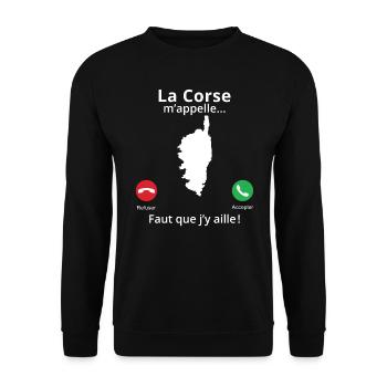 la corse m'appelle faut que j'y aille! corsica - Sweat-shirt Unisexe - noir - Devant - Alina (178cm) & Michal (187cm)