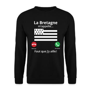 La Bretagne m'appelle faut que j'y aille! - Sweat-shirt Unisexe - noir - Devant - Alina (178cm) & Michal (187cm)