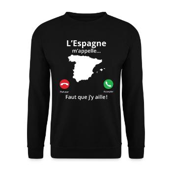 L'espagne m'appelle faut que j'y aille! - Sweat-shirt Unisexe - noir - Devant - Alina (178cm) & Michal (187cm)