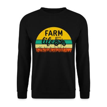 Retro Vintage Farm Life Landwirtschaftlicher Traktor - Unisex Pullover - Schwarz - Vorne - Alina (178cm) & Michal (187cm)