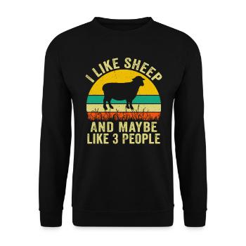 I like sheep and maybe 3 people - Unisex Sweatshirt - black - Front - Alina (178cm) & Michal (187cm)