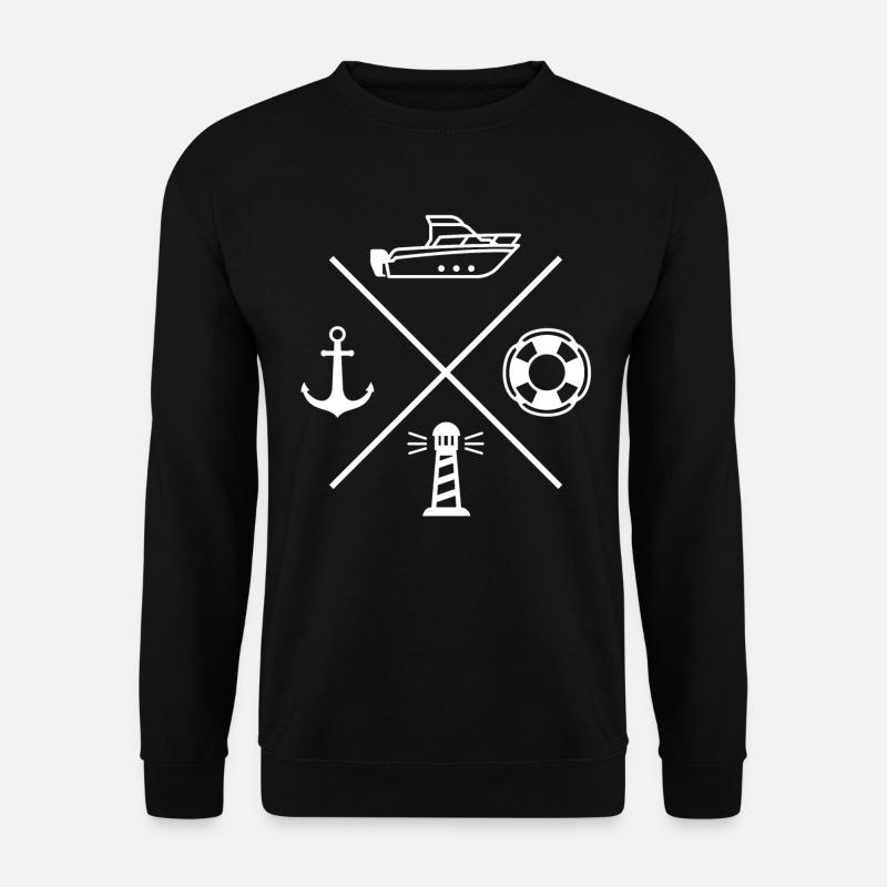 Lighthouse Compass Marine Motorboot Anker - Unisex Pullover - Schwarz