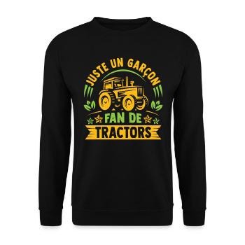 garçon fan de tracteurs enfant conducteur tracteur - Sweat-shirt Unisexe - noir - Devant - Alina (178cm) & Michal (187cm)