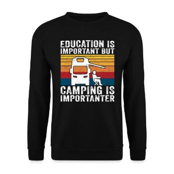 camping is importanter motorhome t-shirt camper - Unisex Sweatshirt - black - Front - Alina (178cm) & Michal (187cm)
