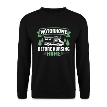 Wohnmobil vor Pflegeheim-T-Shirt-Camper - Unisex Pullover - Schwarz - Vorne - Alina (178cm) & Michal (187cm)