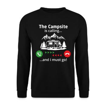 The campsite is calling and i must go - Unisex Sweatshirt - black - Front - Alina (178cm) & Michal (187cm)
