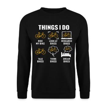 Dinge, die ich mit dem Fahrrad fahre - Unisex Pullover - Schwarz - Vorne - Alina (178cm) & Michal (187cm)