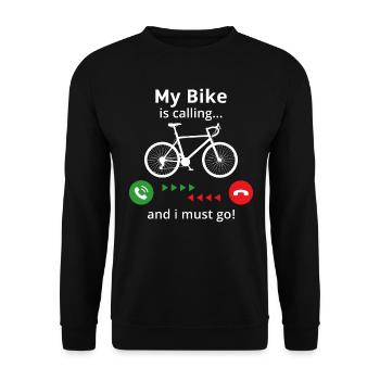 Mon vélo m’appelle et je dois y aller ! T-shirt cyclisme - Sweat-shirt Unisexe - noir - Devant - Alina (178cm) & Michal (187cm)