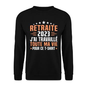 Retraité en 2023 cadeau retraité 2023 - Sweat-shirt Unisexe - noir - Devant - Alina (178cm) & Michal (187cm)