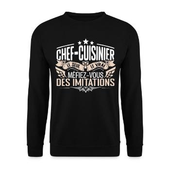 Cuisinier le seul Cuisinier le vrai Cuisinier - Sweat-shirt Unisexe - noir - Devant - Alina (178cm) & Michal (187cm)