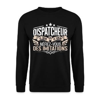 Dispatcheur le seul Dispatcheur le vrai Dispatcher - Sweat-shirt Unisexe - noir - Devant - Alina (178cm) & Michal (187cm)