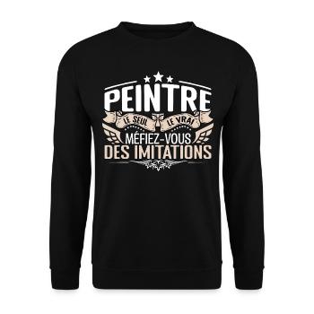 Peintre le seul Peintre le vrai Peintre - Sweat-shirt Unisexe - noir - Devant - Alina (178cm) & Michal (187cm)