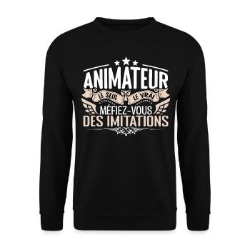 Animateur le seul Animateur le vrai Animateur - Sweat-shirt Unisexe - noir - Devant - Alina (178cm) & Michal (187cm)