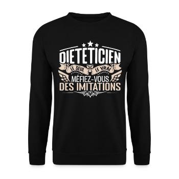 Diététicien le seul Diététicien le vrai Diététicie - Sweat-shirt Unisexe - noir - Devant - Alina (178cm) & Michal (187cm)