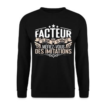 Facteur le seul Facteur le vrai Facteur - Sweat-shirt Unisexe - noir - Devant - Alina (178cm) & Michal (187cm)