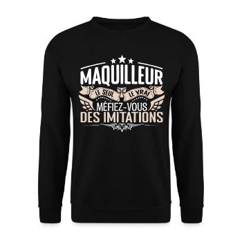 Maquilleur le seul Maquilleur le vrai Maquilleur - Sweat-shirt Unisexe - noir - Devant - Alina (178cm) & Michal (187cm)