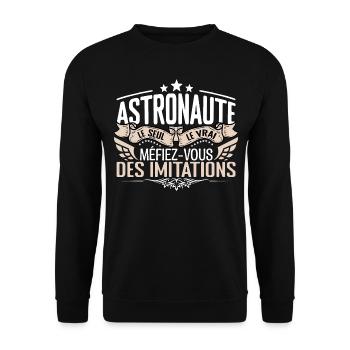 Astronaute le seul Astronaute le vrai Astronaute - Sweat-shirt Unisexe - noir - Devant - Alina (178cm) & Michal (187cm)