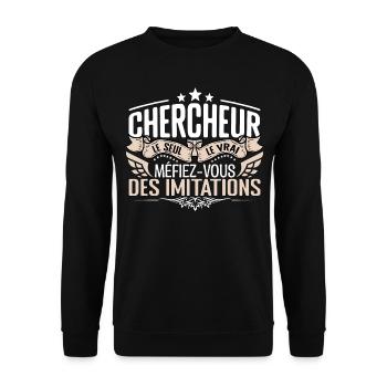 Chercheur le seul Chercheur le vrai Chercheur - Sweat-shirt Unisexe - noir - Devant - Alina (178cm) & Michal (187cm)