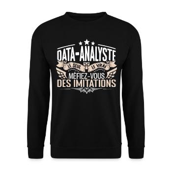 Data Analyste le seul Data Analyste le vrai Data A - Sweat-shirt Unisexe - noir - Devant - Alina (178cm) & Michal (187cm)