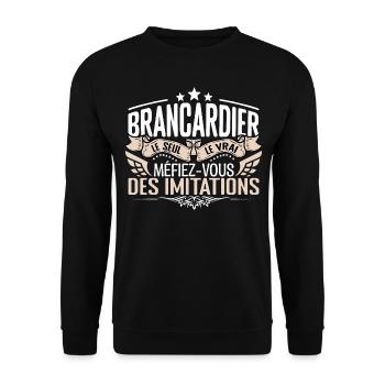 Brancardier le seul Brancardier le vrai Brancardie - Sweat-shirt Unisexe - noir - Devant - Alina (178cm) & Michal (187cm)