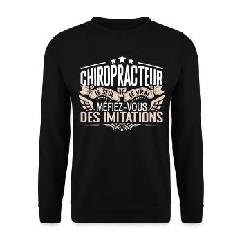 Chiropracteur le seul Chiropracteur le vrai Chirop - Sweat-shirt Unisexe - noir - Devant - Alina (178cm) & Michal (187cm)