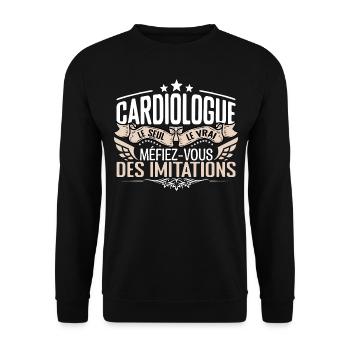 Cardiologue le seul Cardiologue le vrai Cardiologu - Sweat-shirt Unisexe - noir - Devant - Alina (178cm) & Michal (187cm)