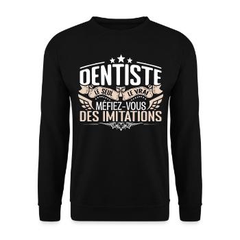 Dentiste le seul Dentiste le vrai Dentiste - Sweat-shirt Unisexe - noir - Devant - Alina (178cm) & Michal (187cm)