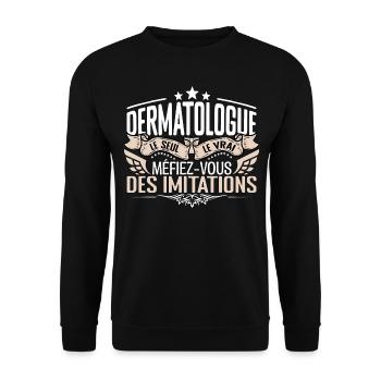 Dermatologue le seul Dermatologue le vrai Dermatol - Sweat-shirt Unisexe - noir - Devant - Alina (178cm) & Michal (187cm)