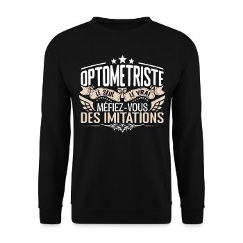 Optométriste le seul Optométriste le vrai Optométr - Sweat-shirt Unisexe - noir - Devant - Alina (178cm) & Michal (187cm)