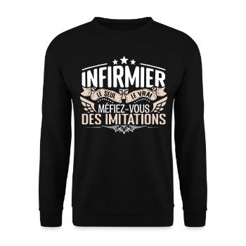 Infirmier le seul Infirmier le vrai Infirmier - Sweat-shirt Unisexe - noir - Devant - Alina (178cm) & Michal (187cm)