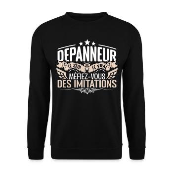 Dépanneur le seul Dépanneur le vrai Dépanneur - Sweat-shirt Unisexe - noir - Devant - Alina (178cm) & Michal (187cm)