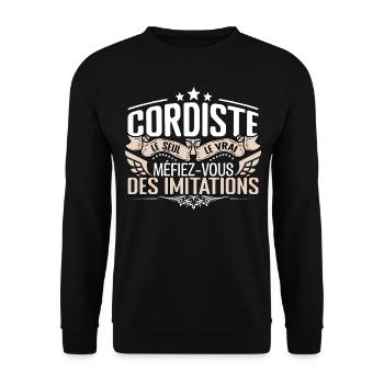 Cordiste le seul Cordiste le vrai Cordiste - Sweat-shirt Unisexe - noir - Devant - Alina (178cm) & Michal (187cm)