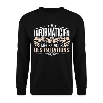 Informaticien le seul Informaticien le vrai Inform - Sweat-shirt Unisexe - noir - Devant - Alina (178cm) & Michal (187cm)