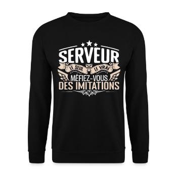 Serveur le seul Serveur le vrai Serveur - Sweat-shirt Unisexe - noir - Devant - Alina (178cm) & Michal (187cm)
