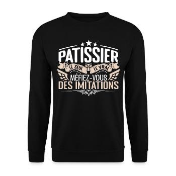 Pâtissier le seul Pâtissier le vrai Pâtissier - Sweat-shirt Unisexe - noir - Devant - Alina (178cm) & Michal (187cm)
