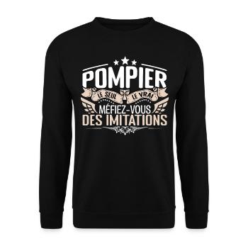 Pompier le seul Pompier le vrai Pompier - Sweat-shirt Unisexe - noir - Devant - Alina (178cm) & Michal (187cm)