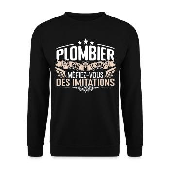 Plombier le seul Plombier le vrai Plombier - Sweat-shirt Unisexe - noir - Devant - Alina (178cm) & Michal (187cm)