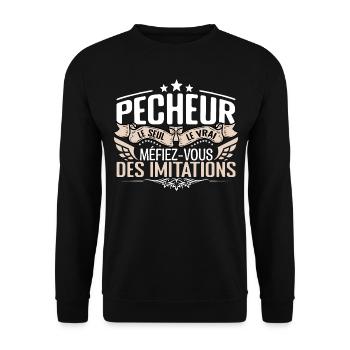 Pêcheur le seul Pêcheur le vrai Pêcheur - Sweat-shirt Unisexe - noir - Devant - Alina (178cm) & Michal (187cm)