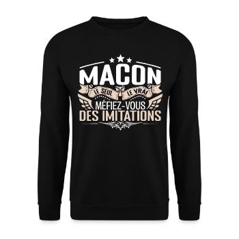 Maçon le seul Maçon le vrai Maçon - Sweat-shirt Unisexe - noir - Devant - Alina (178cm) & Michal (187cm)