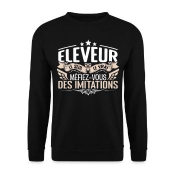 Eleveur le seul Eleveur le vrai Eleveur - Sweat-shirt Unisexe - noir - Devant - Alina (178cm) & Michal (187cm)