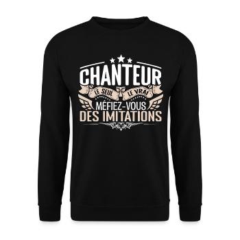 Chanteur le seul Chanteur le vrai Chanteur - Sweat-shirt Unisexe - noir - Devant - Alina (178cm) & Michal (187cm)