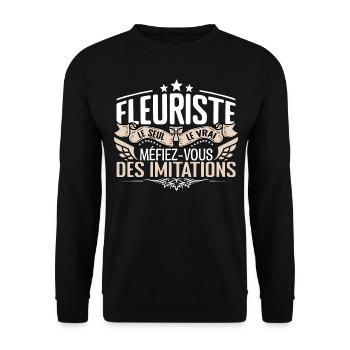Fleuriste le seul Fleuriste le vrai Fleuriste - Sweat-shirt Unisexe - noir - Devant - Alina (178cm) & Michal (187cm)