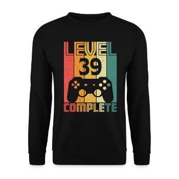 39. Geburtstag Gamer Level 39 Complete 39 Jahre - Unisex Pullover - Schwarz - Vorne - Alina (178cm) & Michal (187cm)