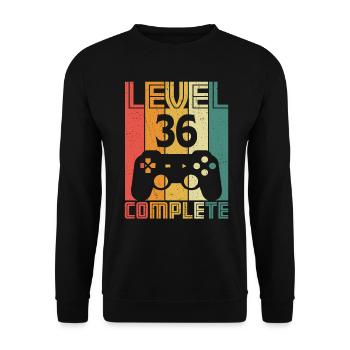 36. Geburtstag Gamer Level 36 Complete 36 Jahre - Unisex Pullover - Schwarz - Vorne - Alina (178cm) & Michal (187cm)
