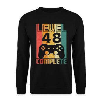 48. Geburtstag Gamer Level 48 Complete 48 Jahre - Unisex Pullover - Schwarz - Vorne - Alina (178cm) & Michal (187cm)