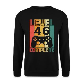 46th birthday Gamer Level 46 Complete 46 years - Unisex Sweatshirt - black - Front - Alina (178cm) & Michal (187cm)