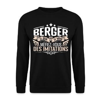 Berger le seul Berger le vrai Berger - Sweat-shirt Unisexe - noir - Devant - Alina (178cm) & Michal (187cm)