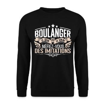 Boulanger le seul Boulanger le vrai Boulanger - Sweat-shirt Unisexe - noir - Devant - Alina (178cm) & Michal (187cm)