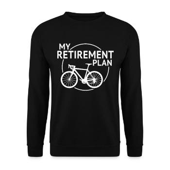 Meine Altersvorsorge Radfahren T-Shirt Radfahrer - Unisex Pullover - Schwarz - Vorne - Alina (178cm) & Michal (187cm)