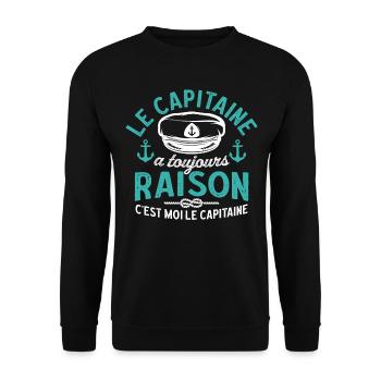 C'est moi le capitaine t-shirt capitaine - Sweat-shirt Unisexe - noir - Devant - Alina (178cm) & Michal (187cm)